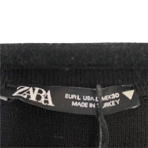 NWT ZARA CONTRASTING POPLIN SWEATER BLACK WITH WHITE /blue micro stripe L - Picture 4 of 8